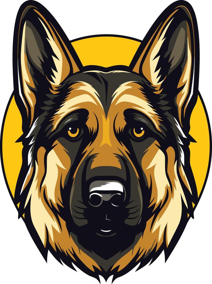 German Shepherd Portrait with Yellow Background vector