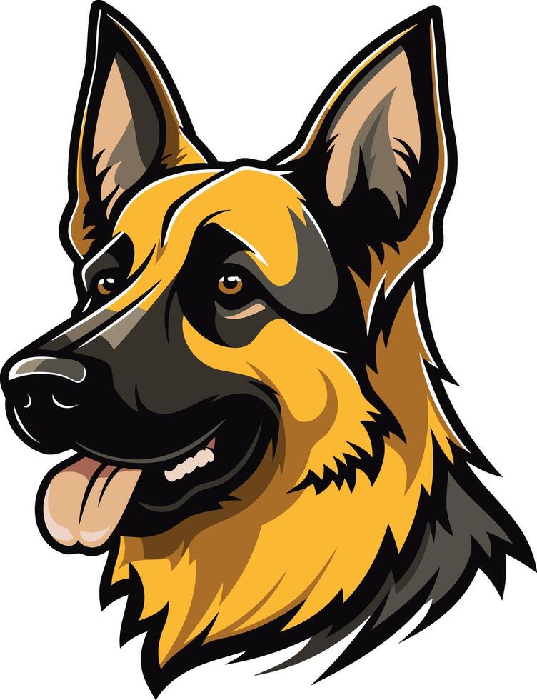 German Shepherd Portrait with Tongue Out vector