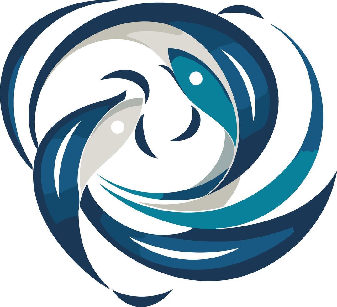 Abstract Two Fish Circular Design vector