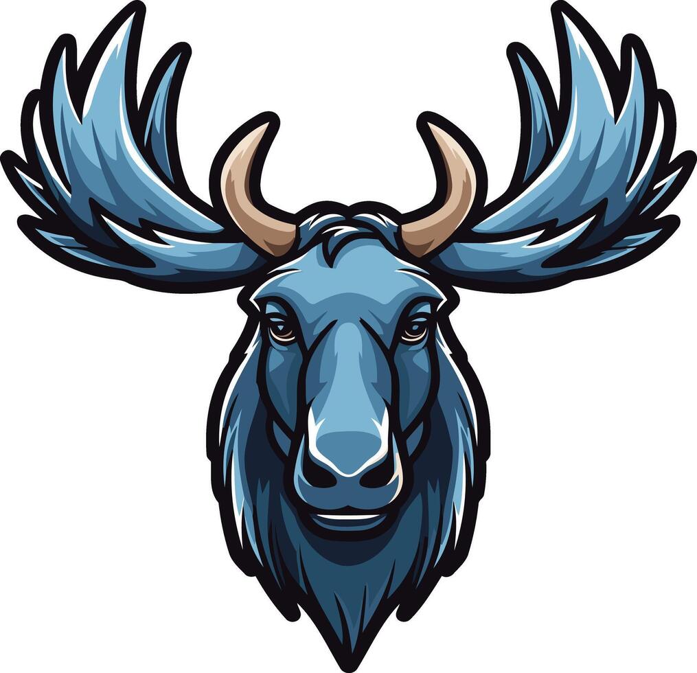 Blue Moose Head Illustration vector