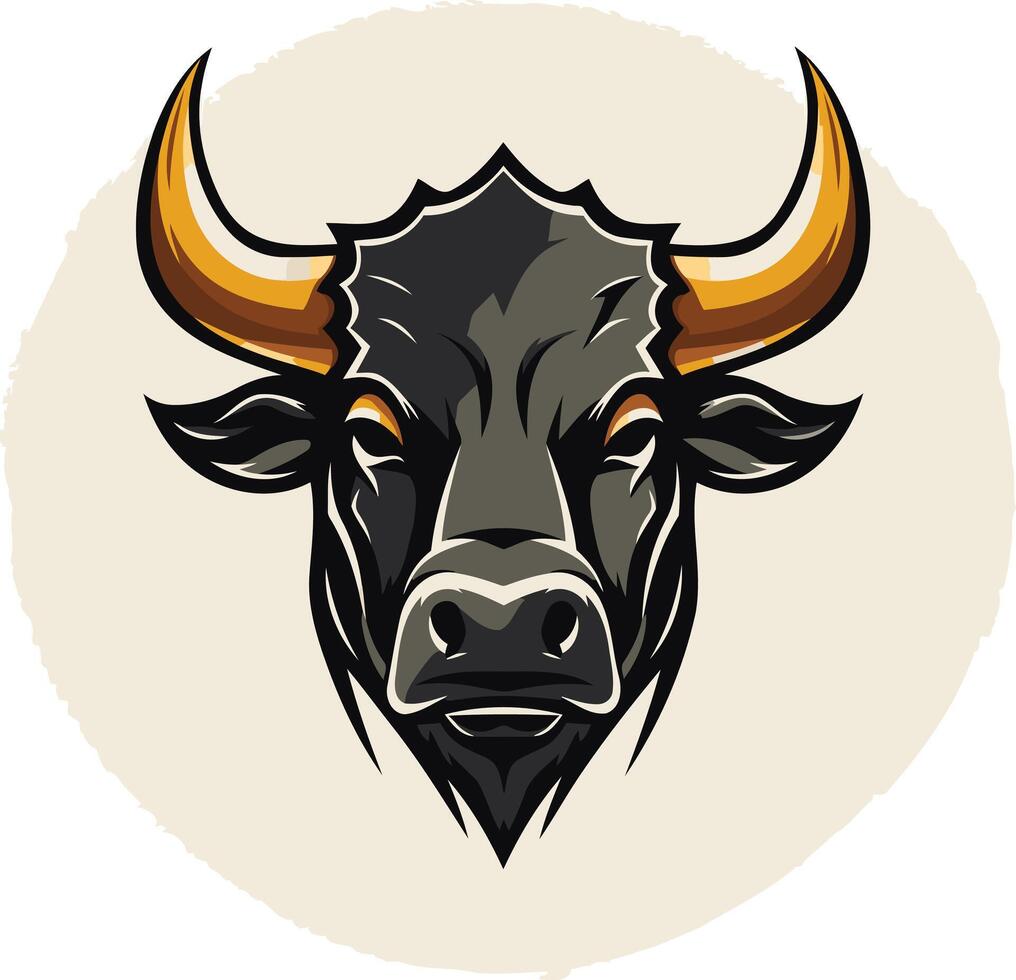 Powerful Black Bull with Golden Horns vector