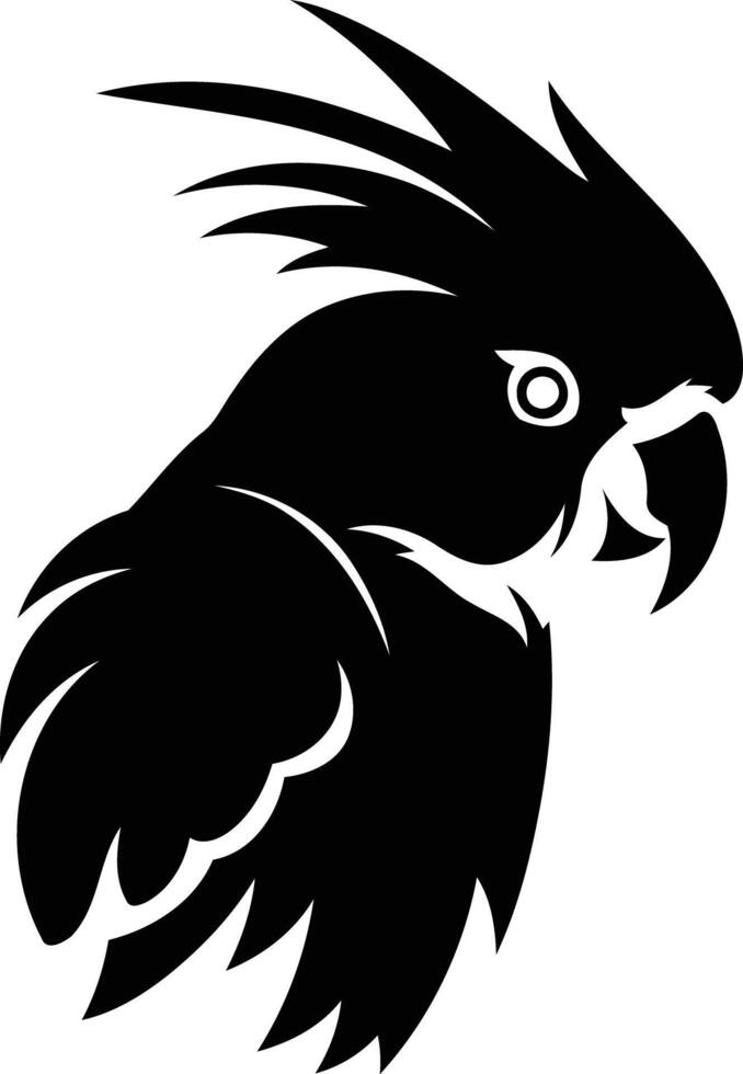 Black and White Cockatoo Silhouette vector