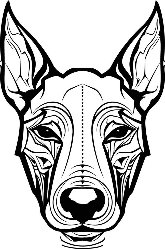 A detailed line drawing of a dog's head, perfect for tattoo designs, logos, and illustrations vector