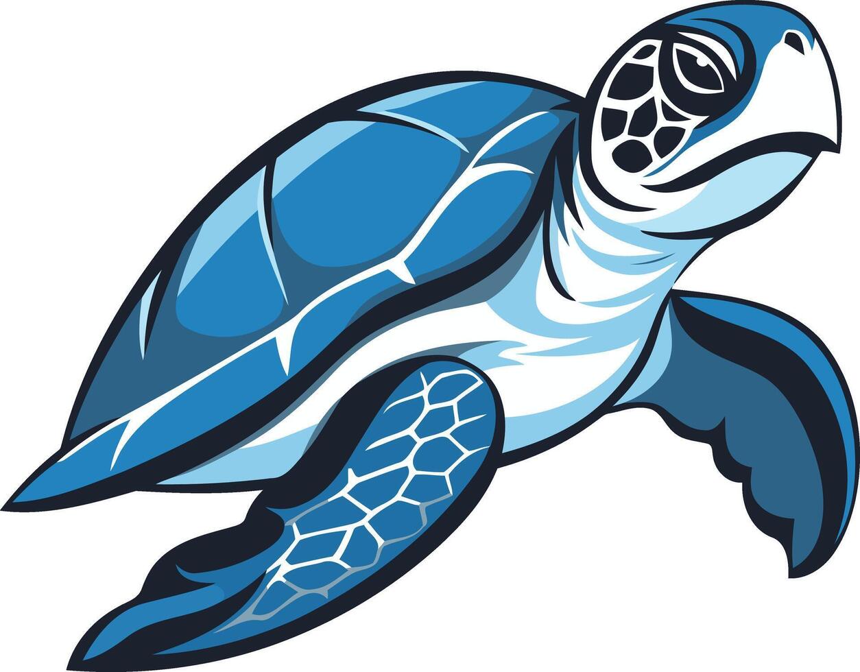 Sea Turtle in Blue and White vector