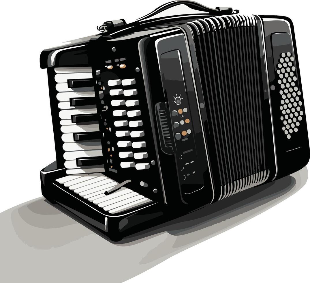 A Black Accordion on a White Background vector