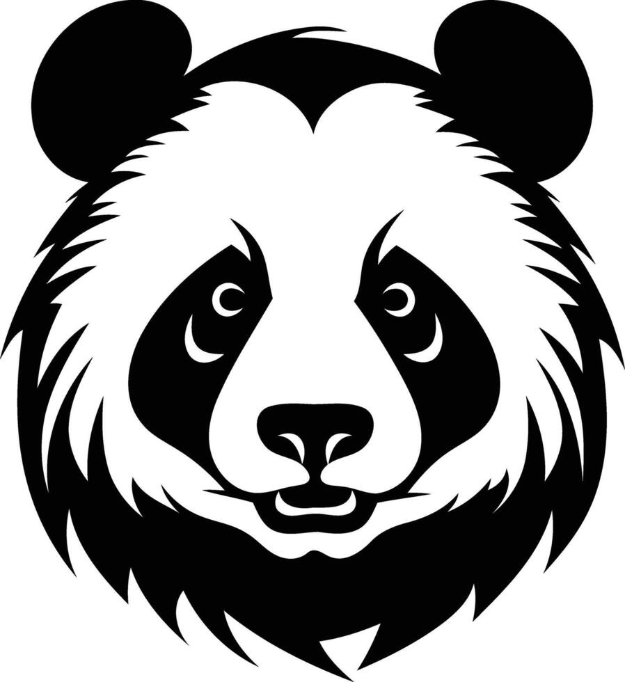 Black and white illustration of a panda bear head, perfect for tattoos, logo designs, and branding projects vector