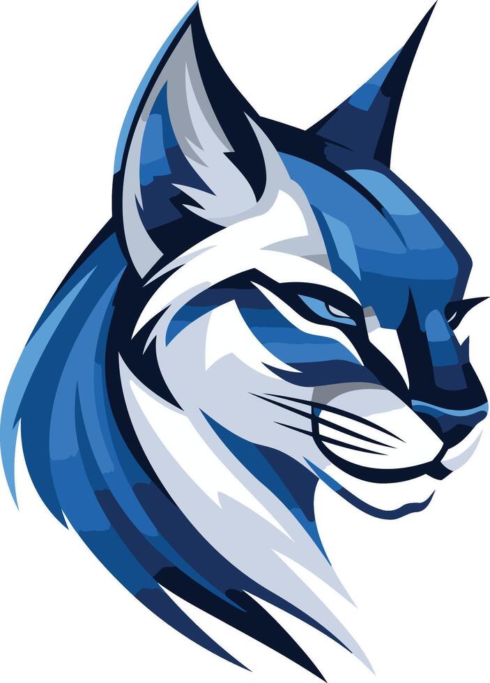 Blue and White Lynx Head Mascot vector