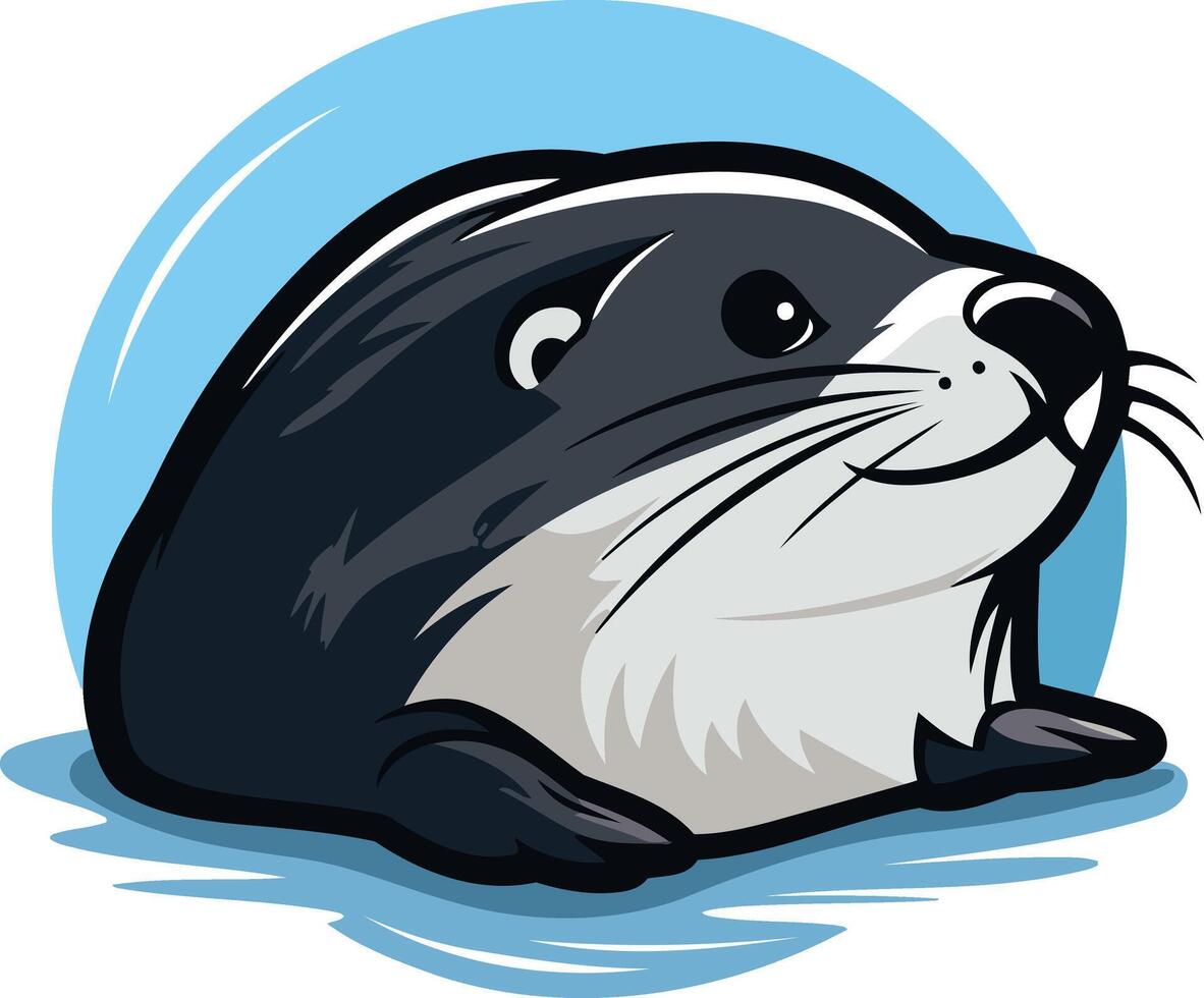 Cute Cartoon Otter Illustration vector