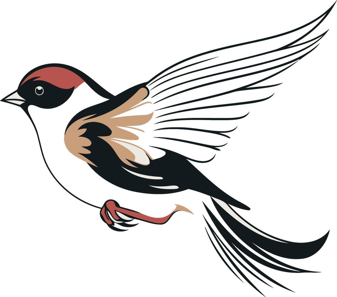 Stylized Illustration of a Flying Bird vector