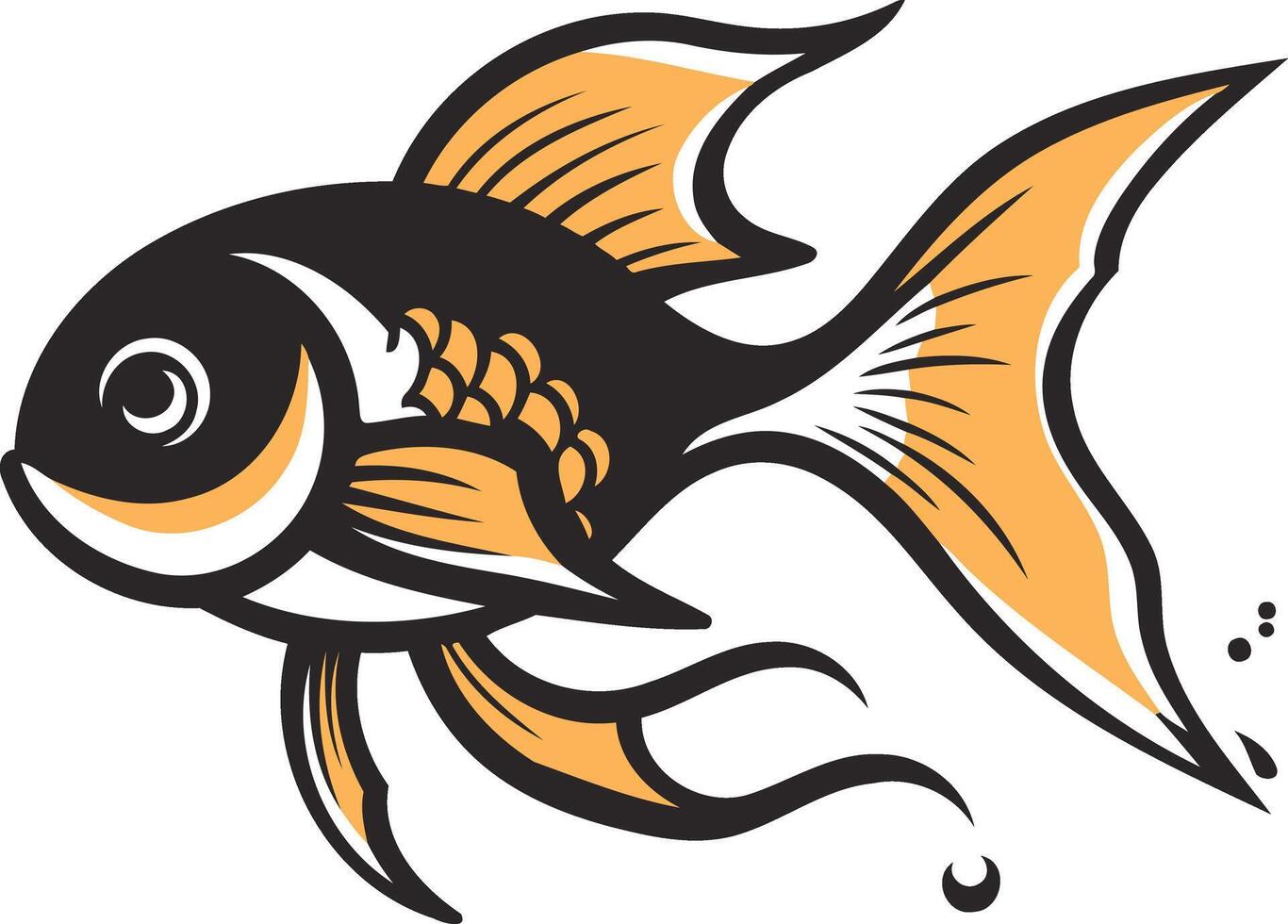 Stylized Illustration of a Black and Orange Fish vector