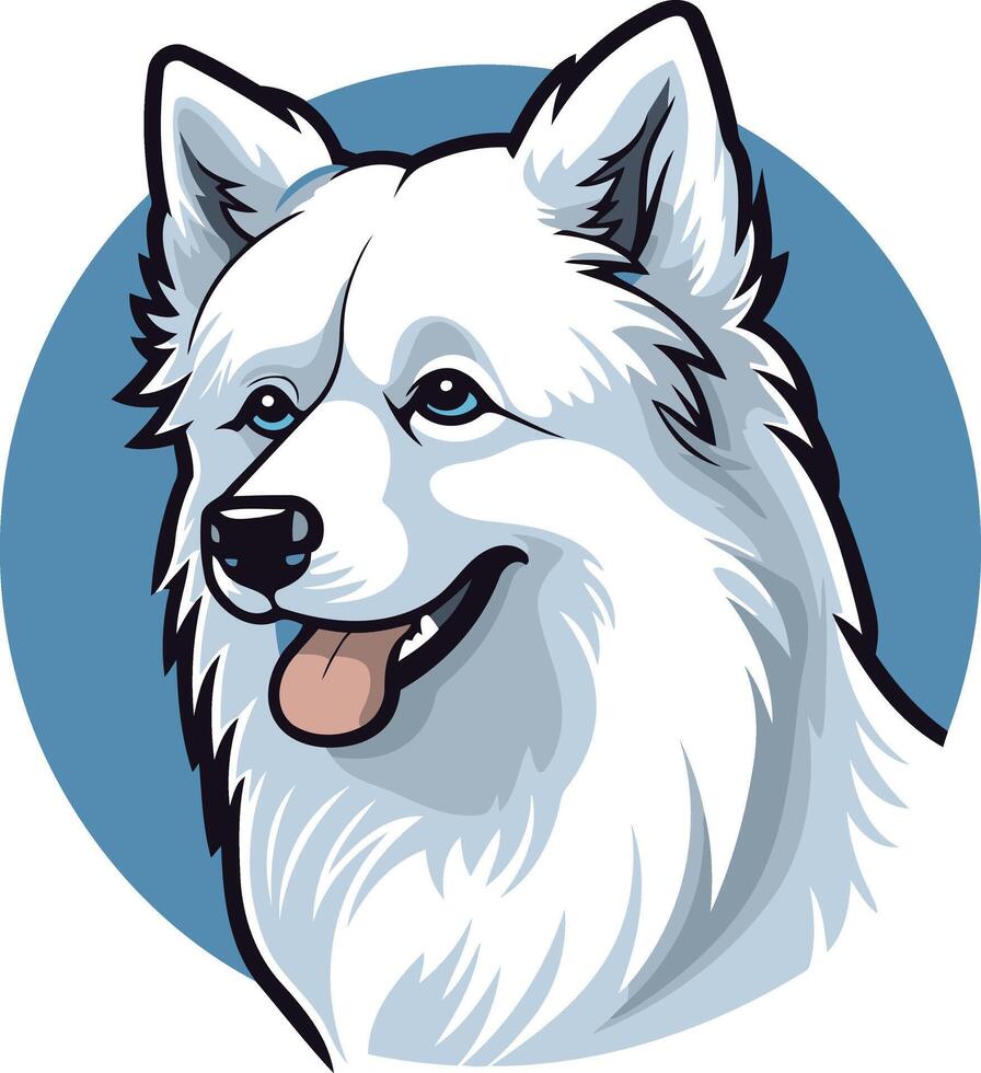 Cartoon Portrait of a White Dog vector