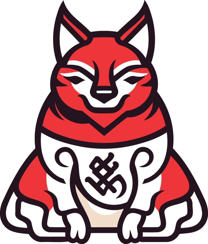 Red Fox in Sitting Position with White Symbol vector