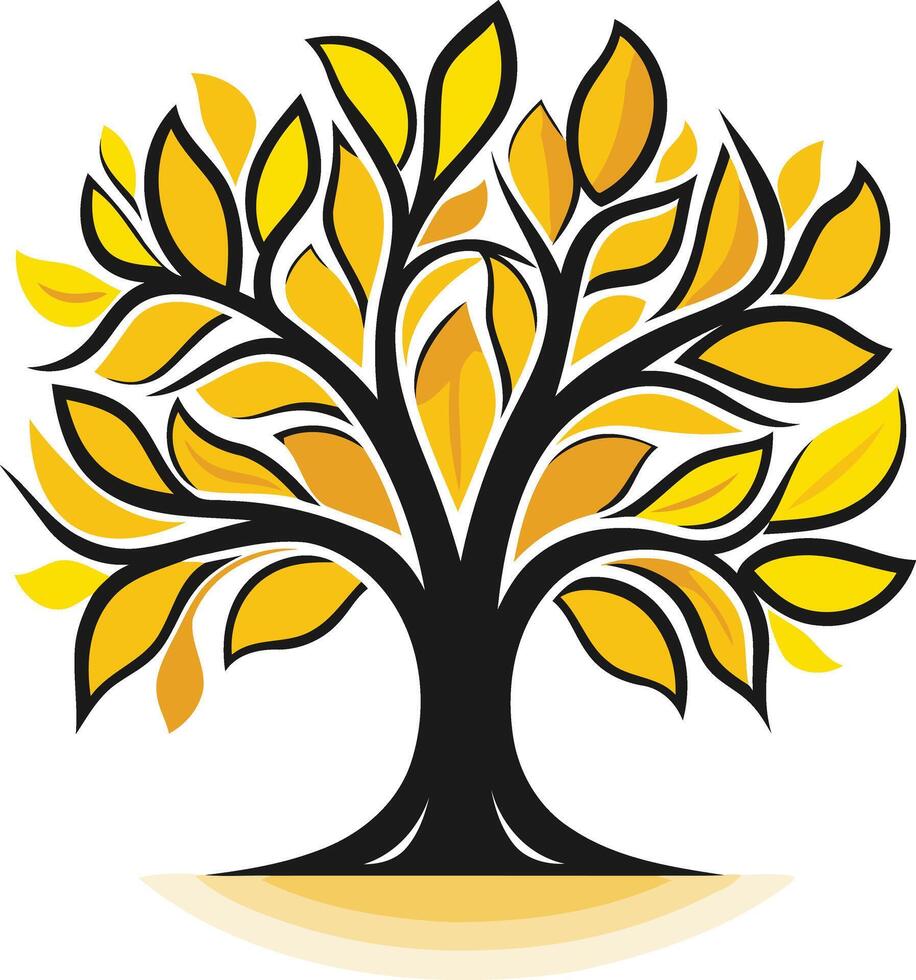 Stylized Tree with Yellow Leaves vector