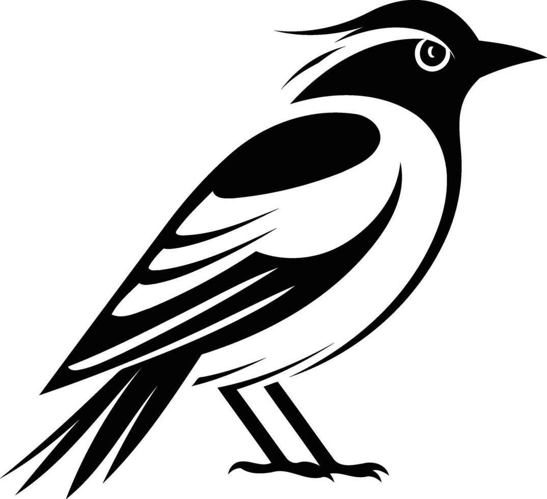 A simple, stylized black and white illustration of a bird vector