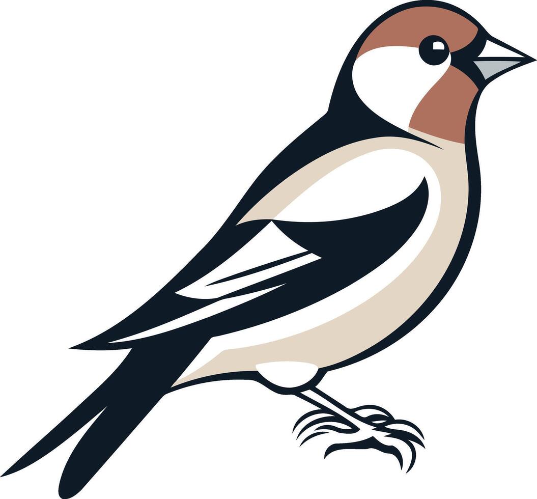 Illustration of a Bird with Brown Head and White Body vector
