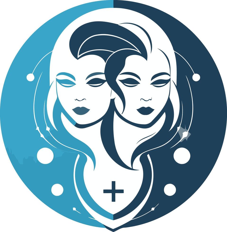 Gemini Zodiac Sign Symbol with a Cross vector