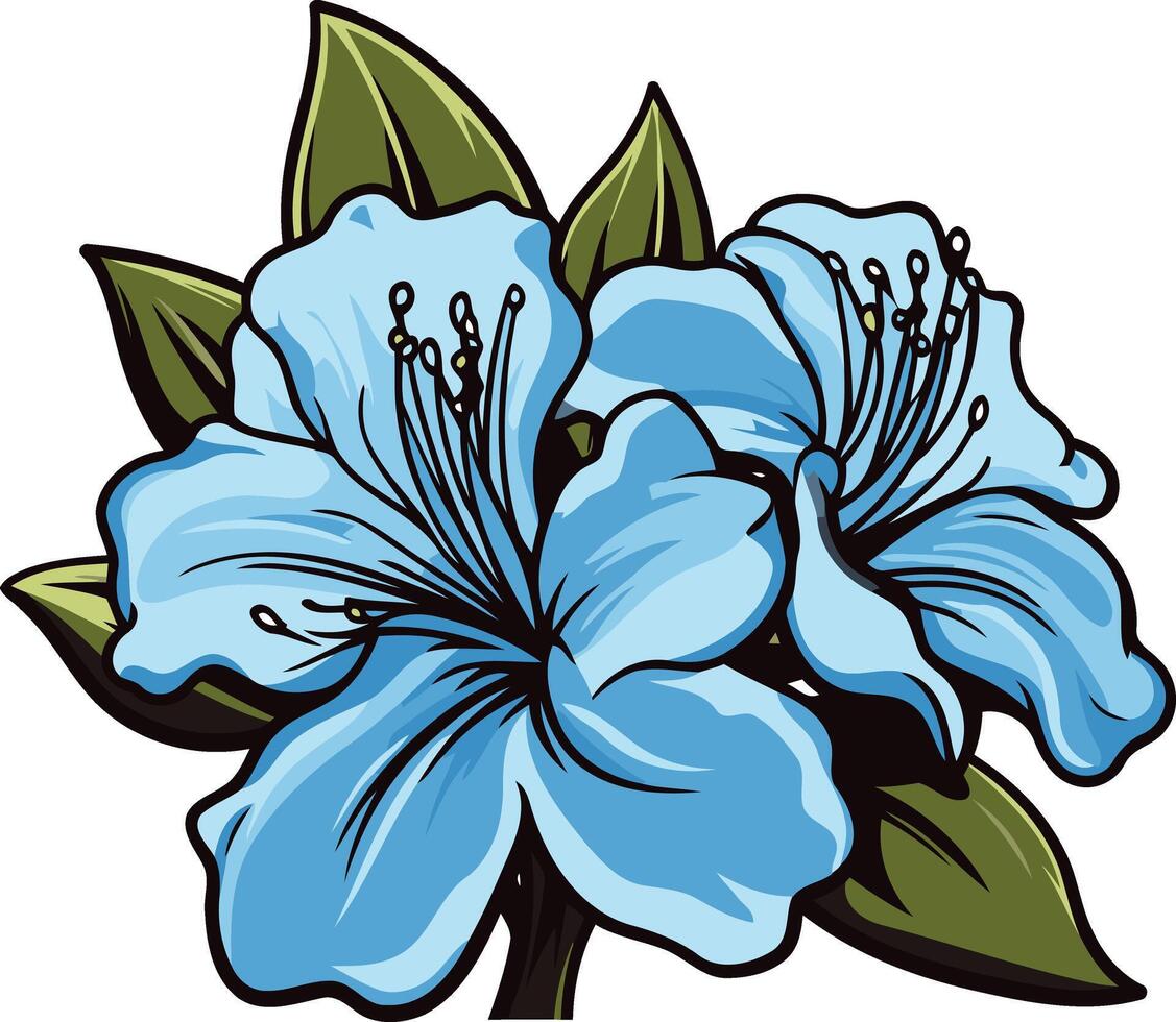 Blue Flower with Green Leaves vector