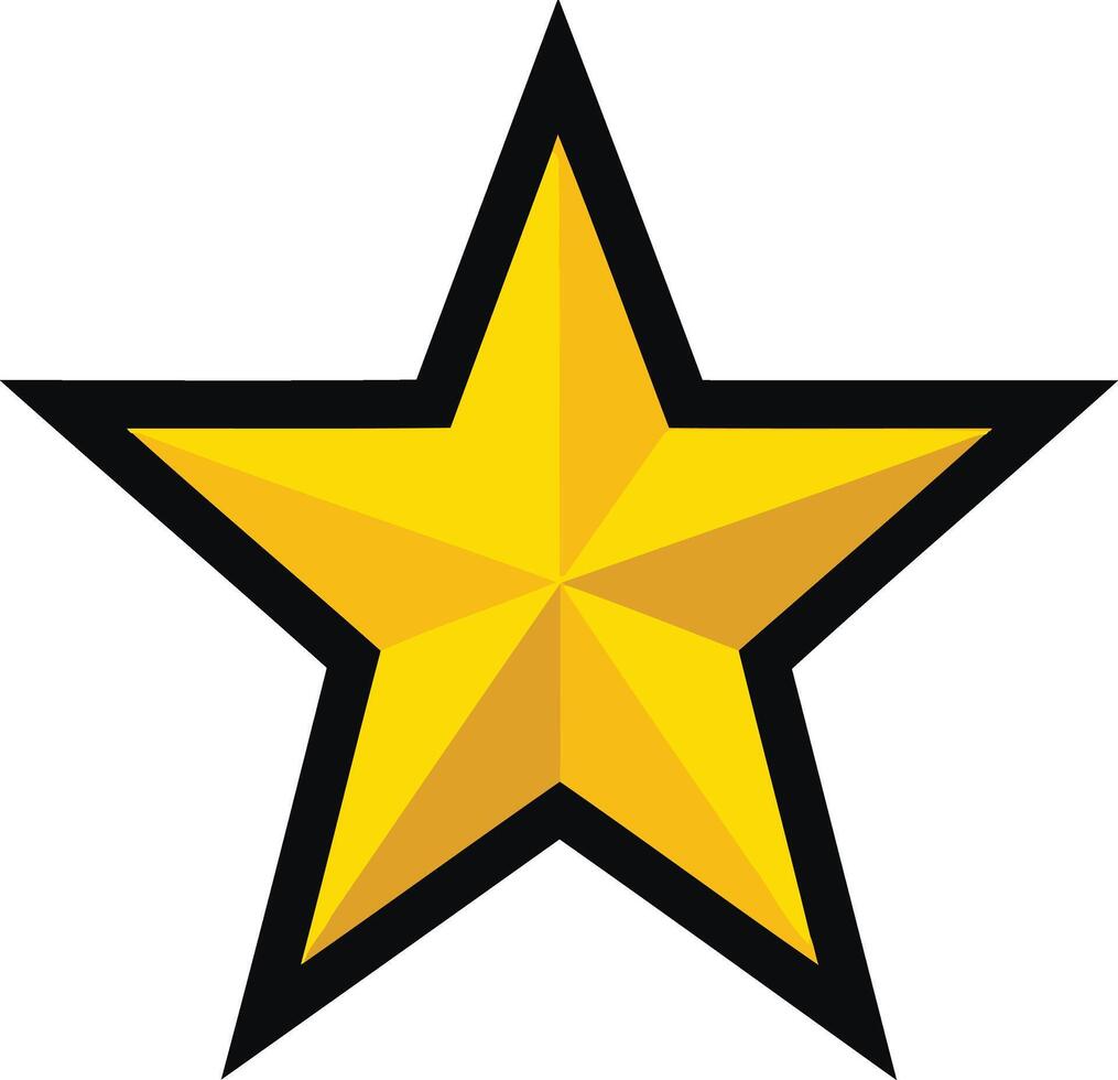 Golden Star with a Black Outline vector