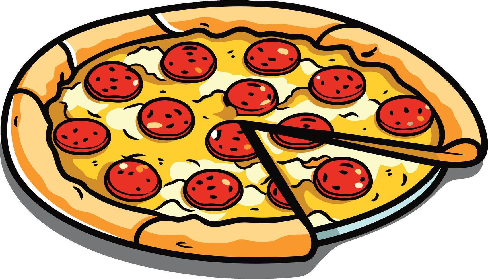 Delicious Pepperoni Pizza with a Slice Removed vector
