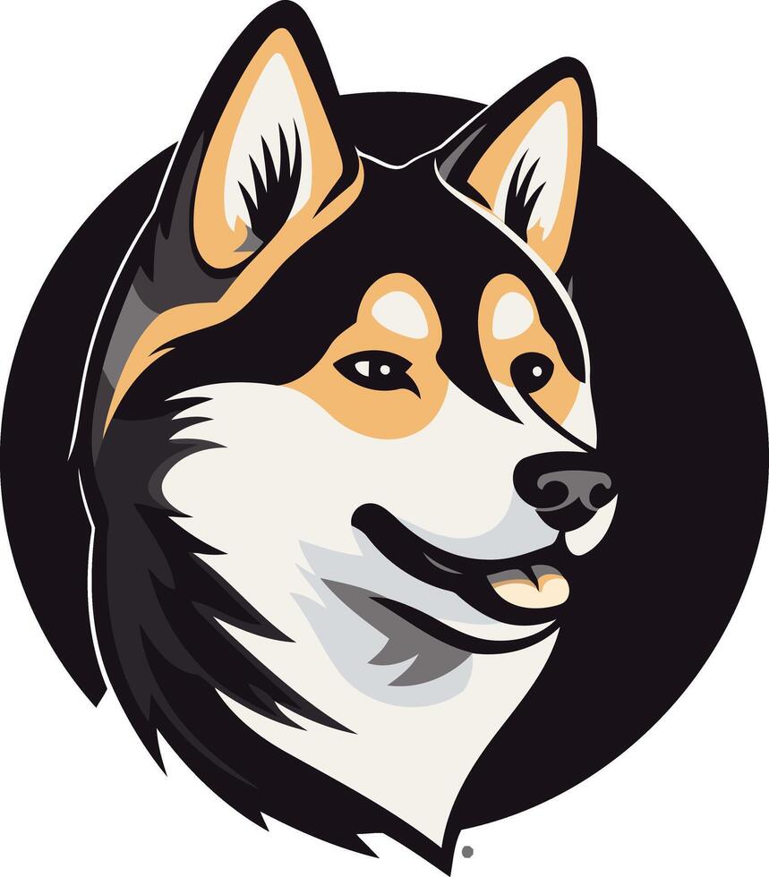 Husky Dog Portrait with Black Background vector