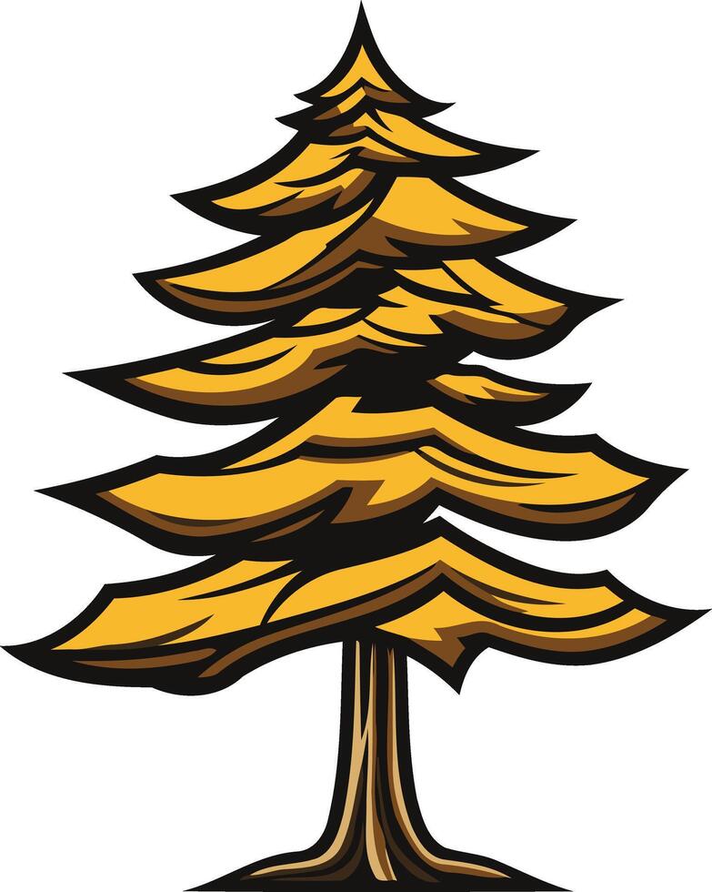 Golden Pine Tree Illustration vector