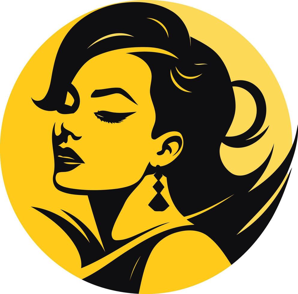 Elegant Woman in Black and Yellow vector