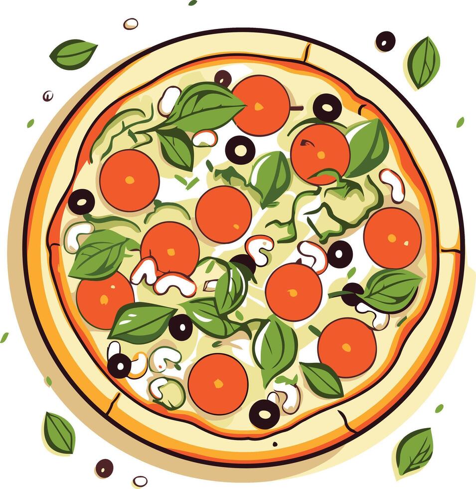 A Delicious Pizza with Toppings vector