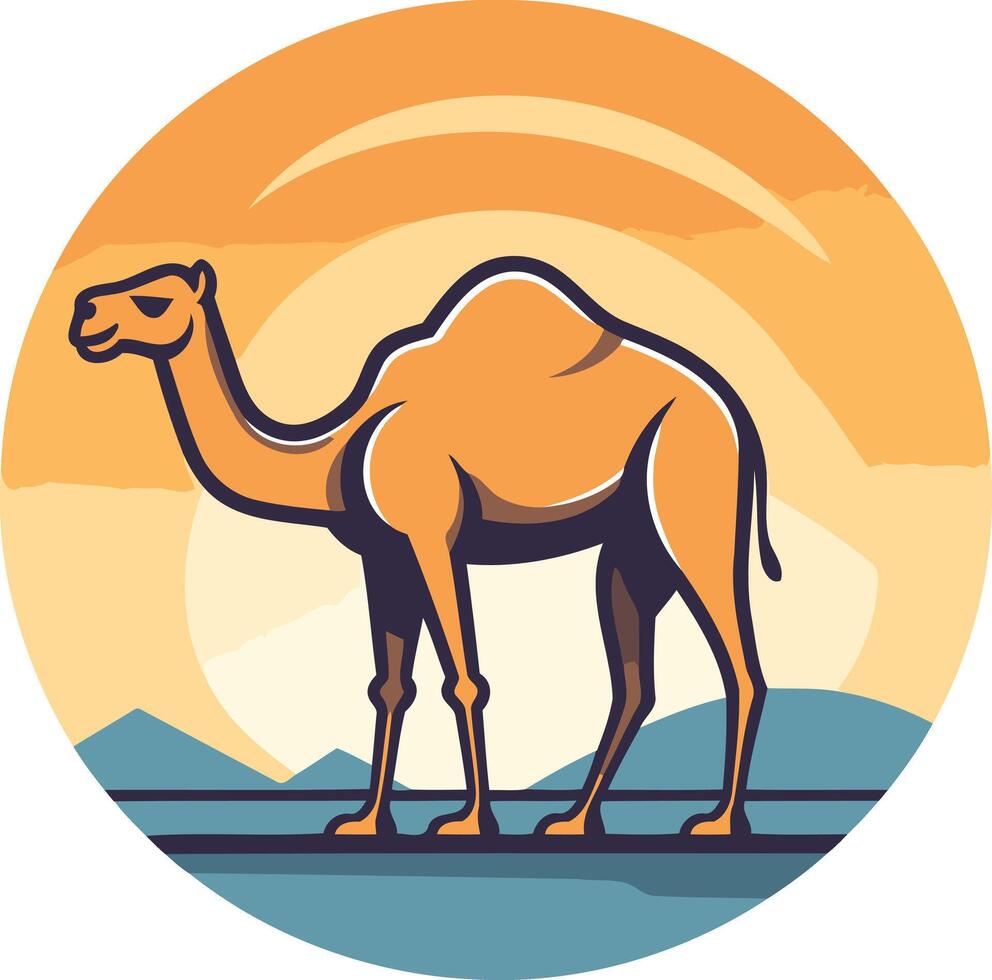 Camel Silhouette at Sunset vector