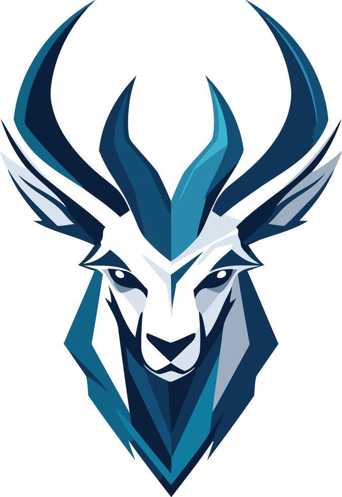 Abstract Blue and White Deer Head Logo vector
