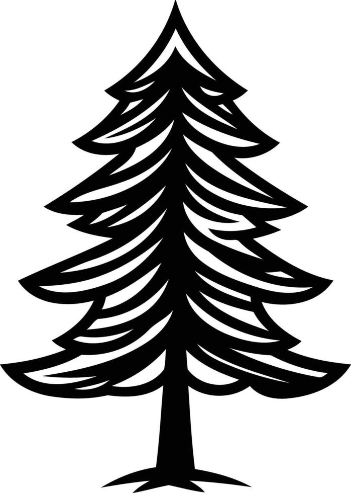 A simple, stylized black and white illustration of a pine tree vector