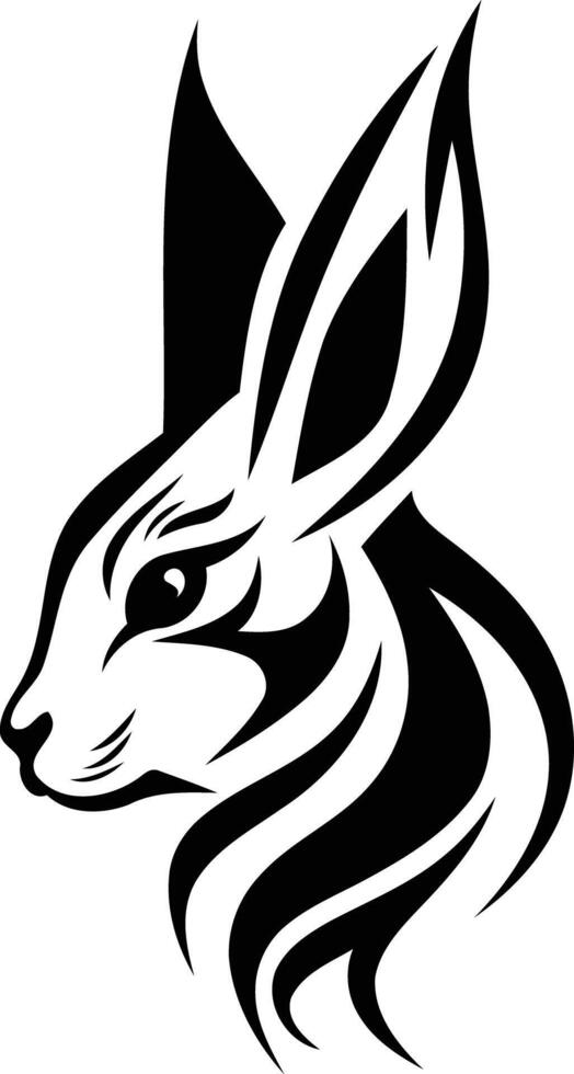 Stylish black and white tattoo design of a rabbit's head, perfect for graphic design projects, tattoos, or branding vector