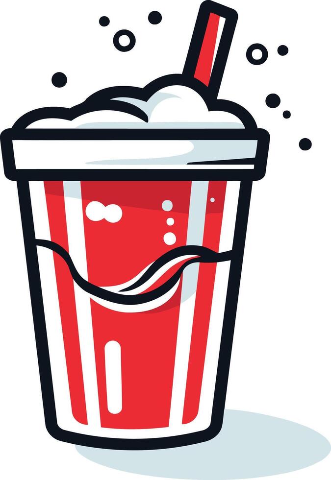 Cartoon Illustration of a Red Soda Cup with a Straw vector