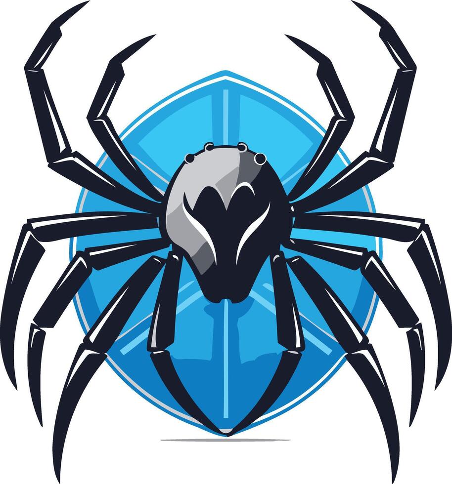 Black Spider Emblem with Blue Shield vector