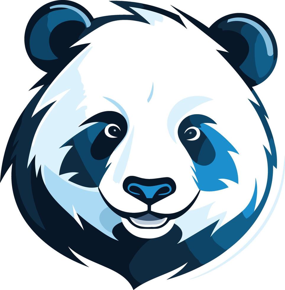 Blue and White Cartoon Panda Face vector