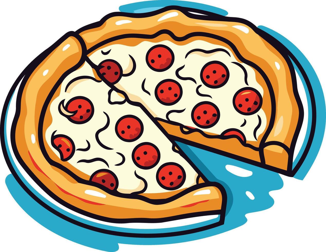 Pepperoni Pizza with a Slice Removed vector