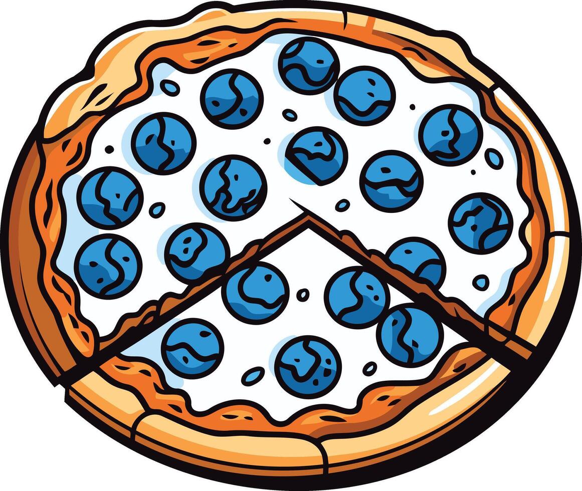 Blueberry Pizza with a Slice Missing vector