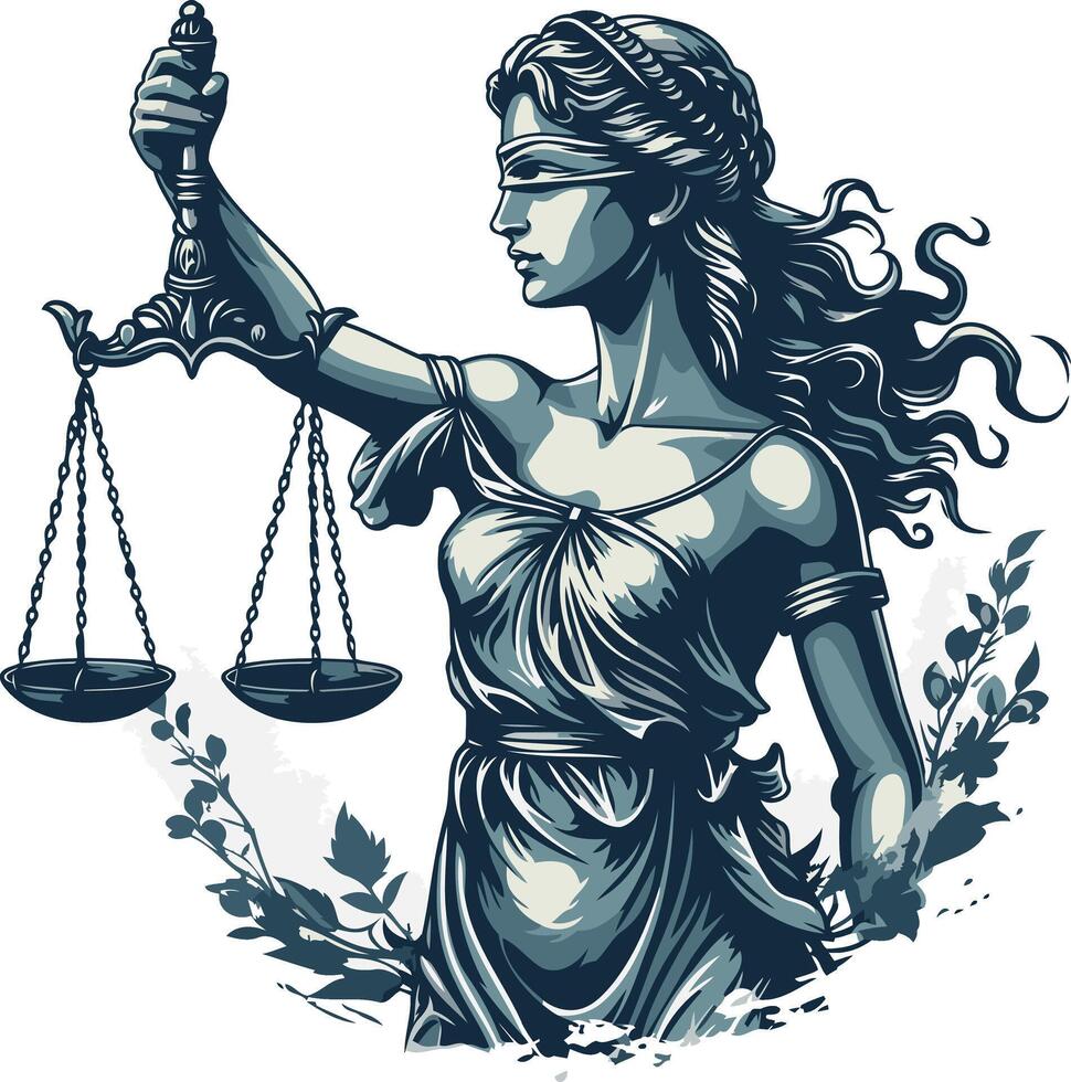 Themis, Goddess of Justice, with Scales of Law vector