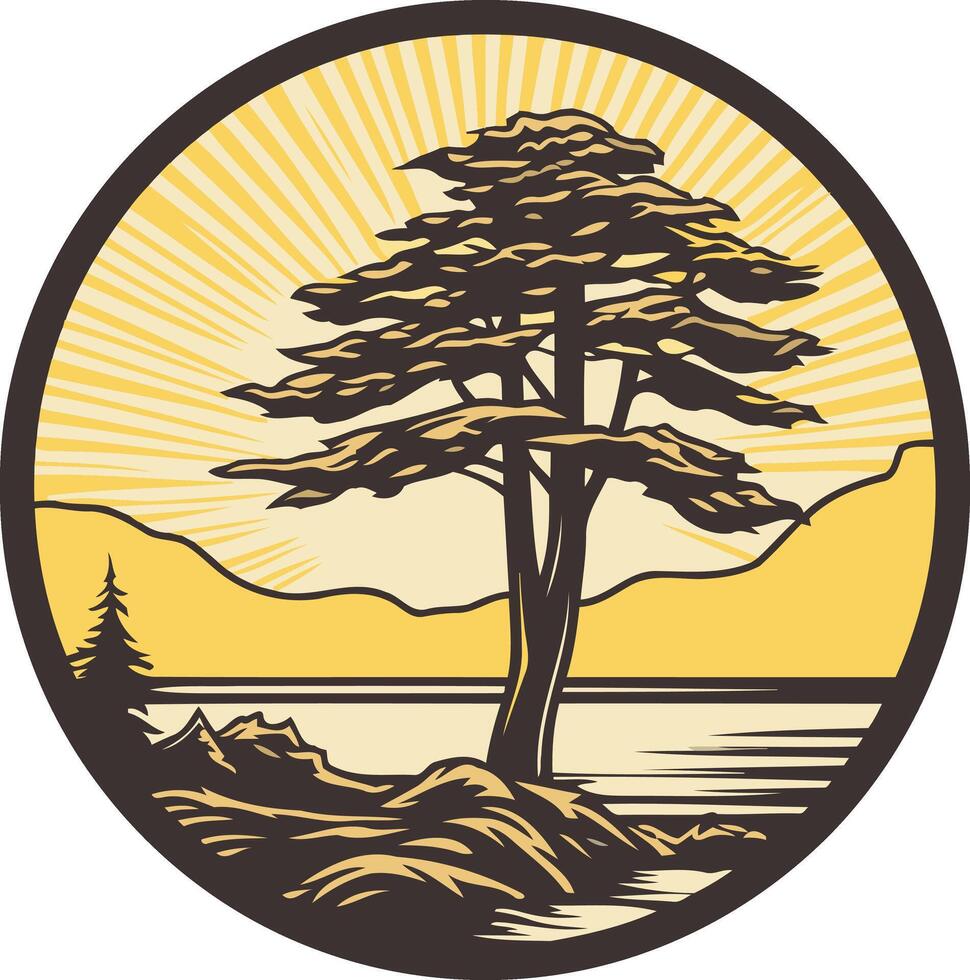 Lone Tree by a Serene Lake vector