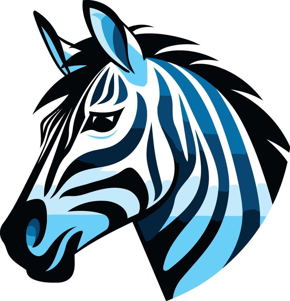 Zebra Head in Blue and Black vector