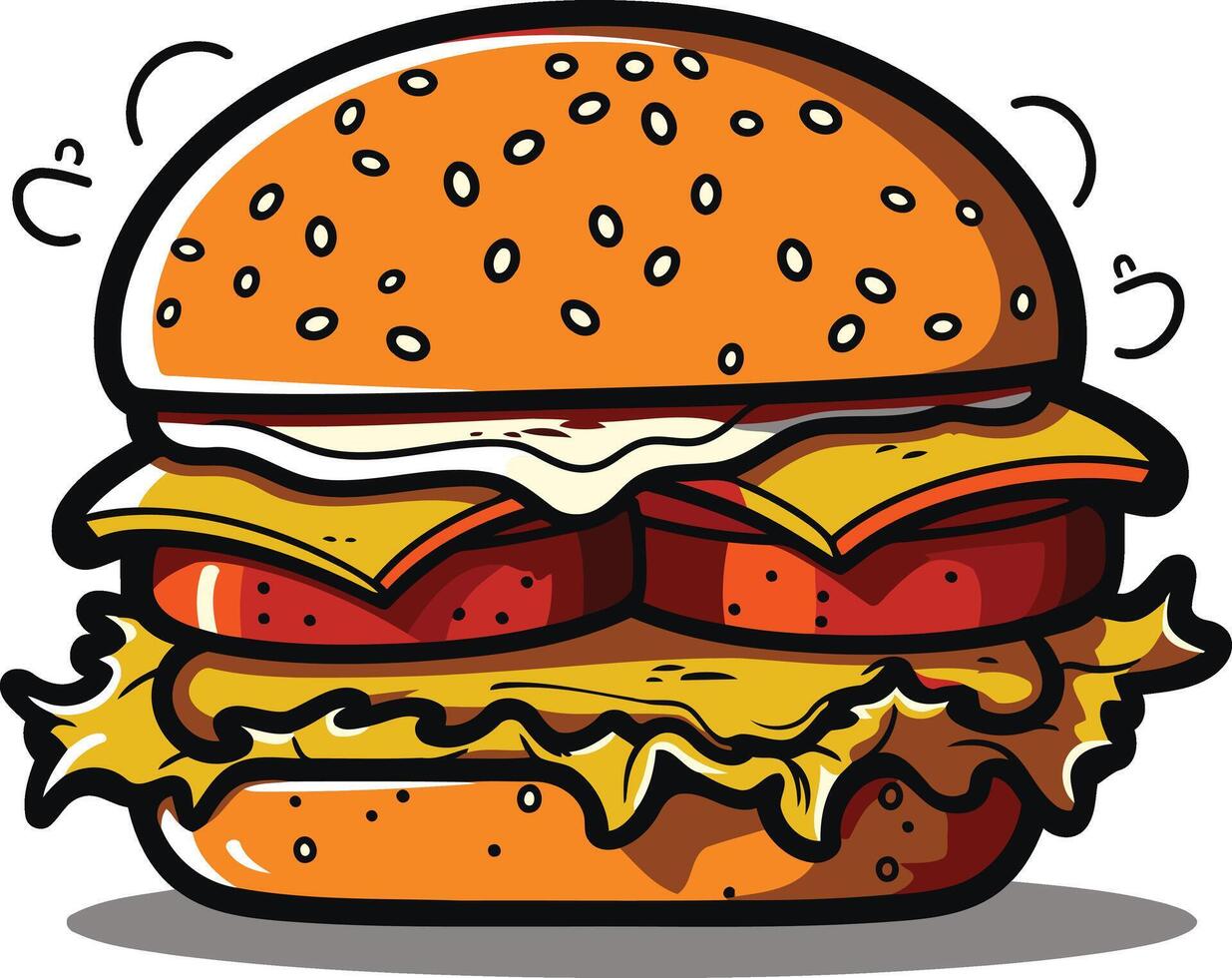 Cartoon Illustration of a Delicious Cheeseburger vector