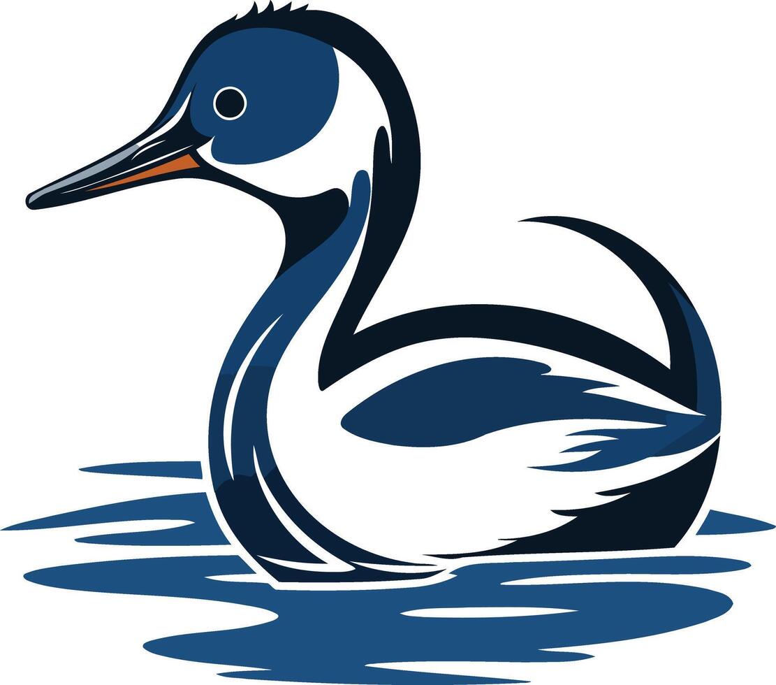 Stylized Bird in Blue Water vector
