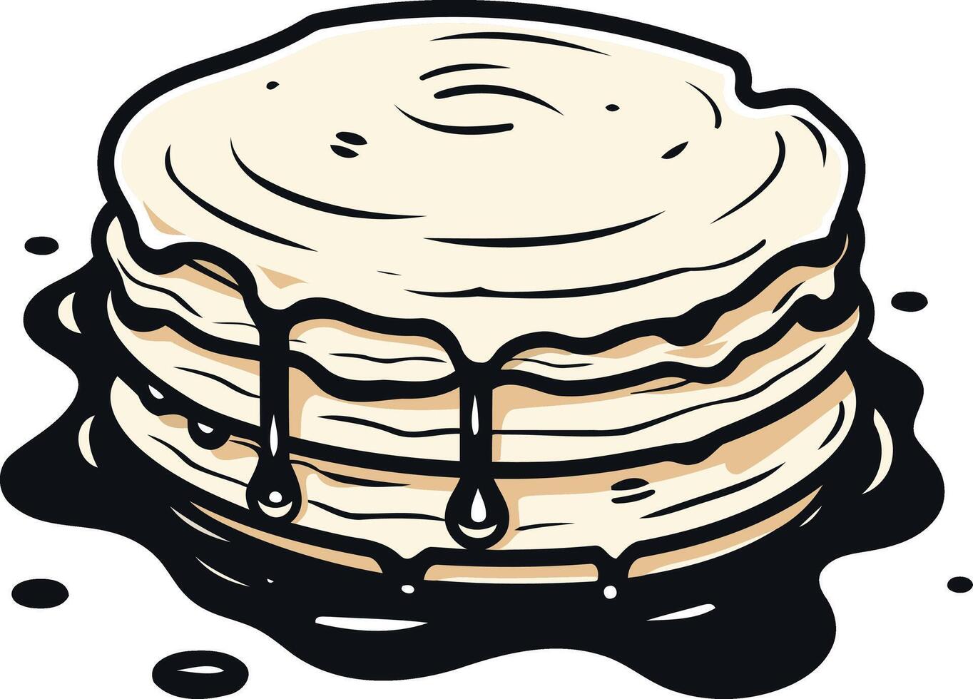 Delicious Stack of Pancakes Drizzled with Syrup vector