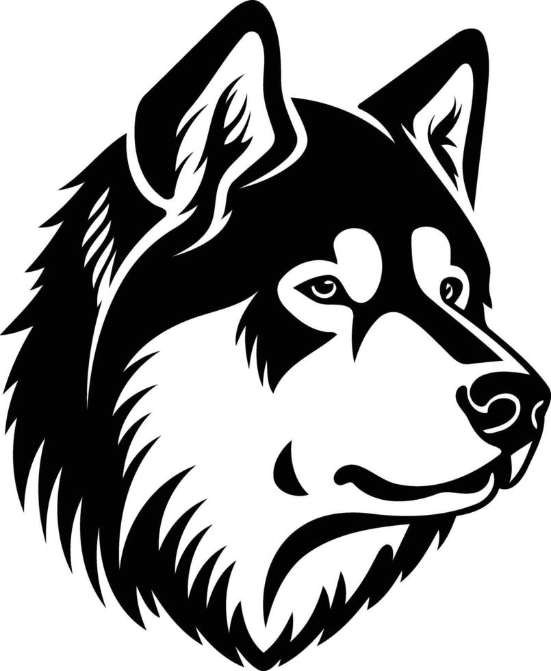 Black and white element illustration of a wolf's head, perfect for logo, tattoo, or design projects vector
