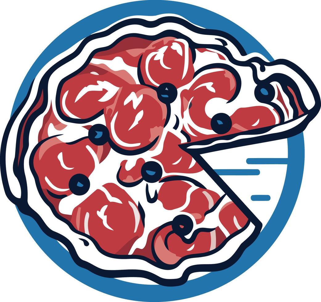 A Slice of Pepperoni Pizza with a Bite Taken Out vector