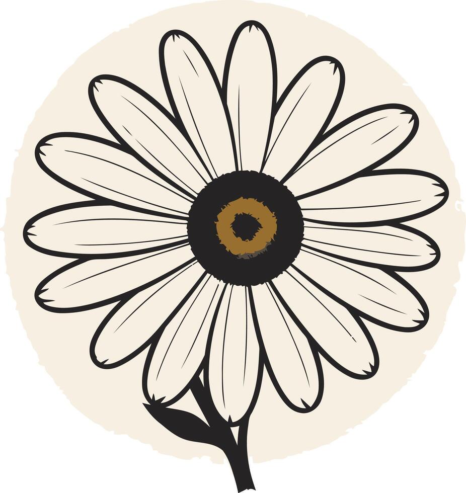 Black and White Daisy with a Brown Center vector