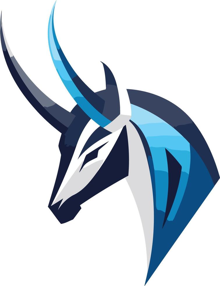 Abstract Blue and White Unicorn Head vector