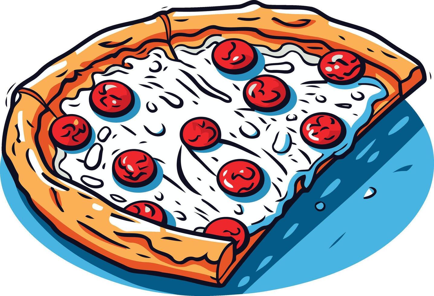 Pepperoni Pizza Slice with White Sauce vector
