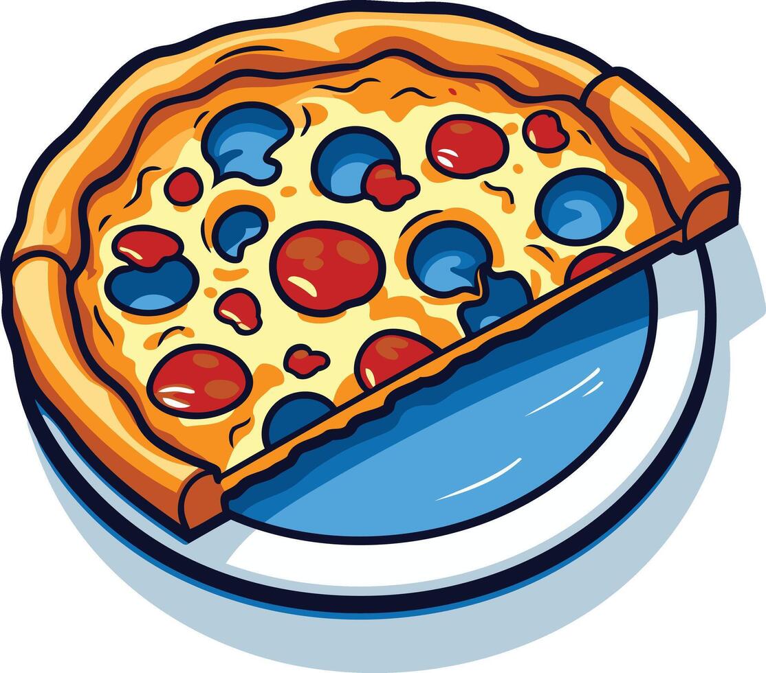 A Slice of Pizza with Mushrooms and Pepperoni vector
