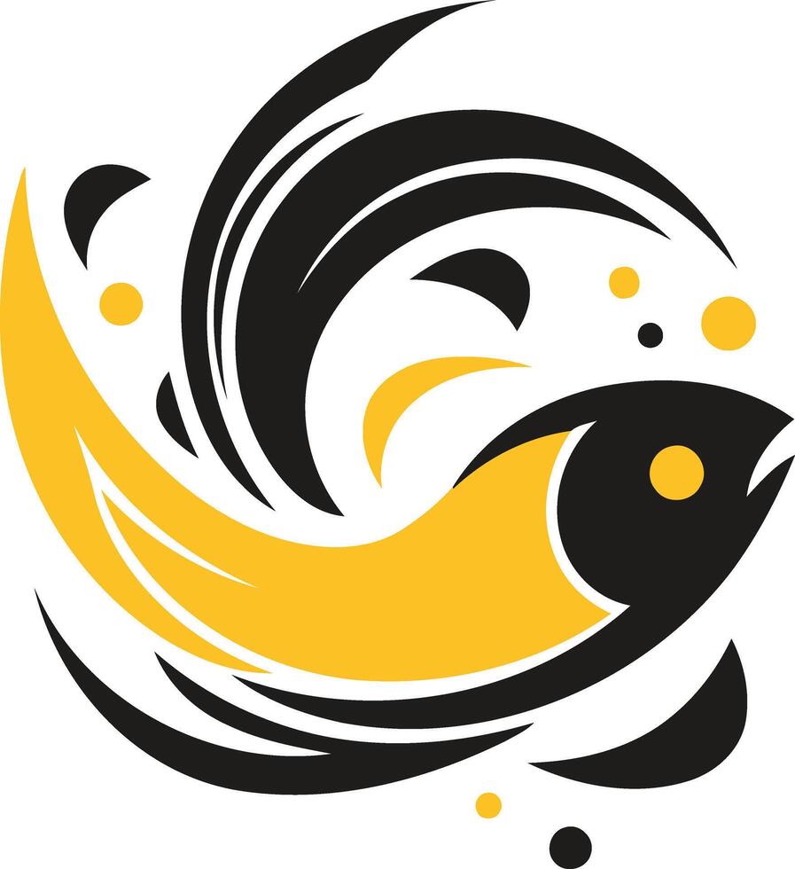 Abstract Fish Design with Yellow and Black vector