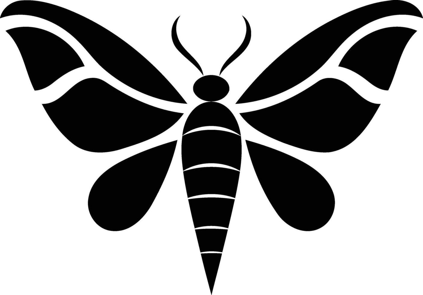 A simple yet elegant silhouette of a butterfly, perfect for use in designs, patterns, and illustrations vector